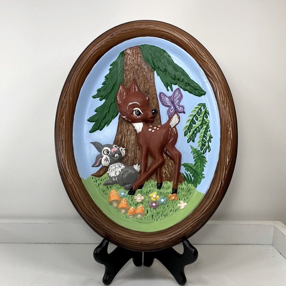 Disney Bambi and Thumper Ceramic Plaque - Vintage 1979